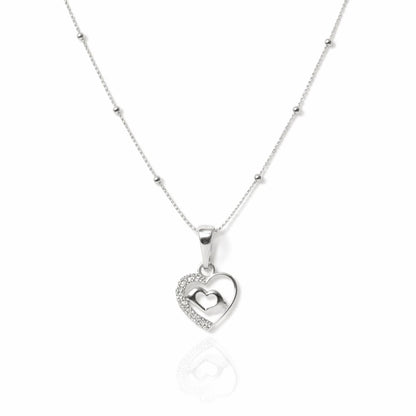 Sterling Silver Heart Pendant with 18 Inches Ball Chain for Women by Akshat Sapphire 92.5 Silver PSBL0510