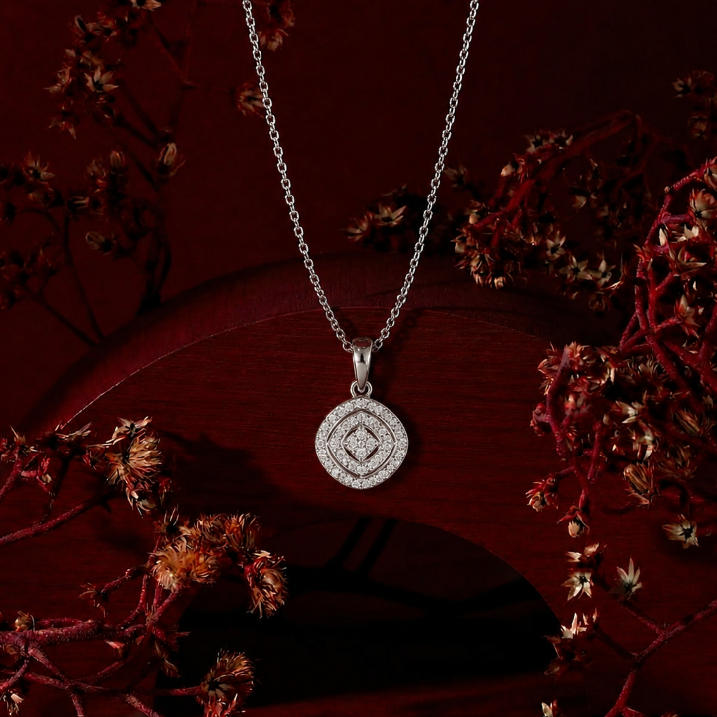 Akshat Sapphire 925 Sterling Silver Designer Pendant | Cubic Zirconia Round Silver Locket for Girls & Women(P10521)