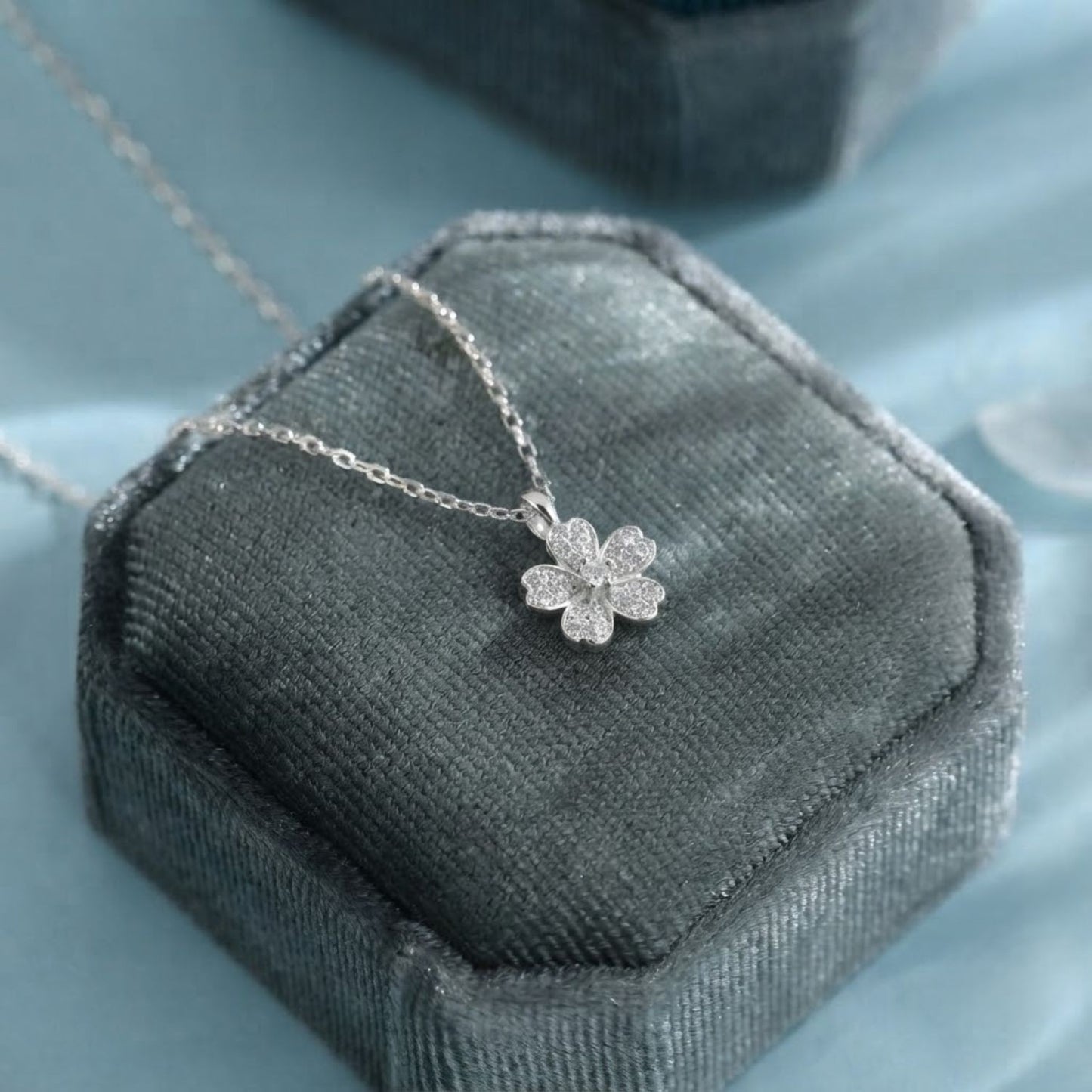 Akshat Sapphire 925 Sterling Silver Flower Pendant | Floral Silver Locket for Women & Girls(P10522)
