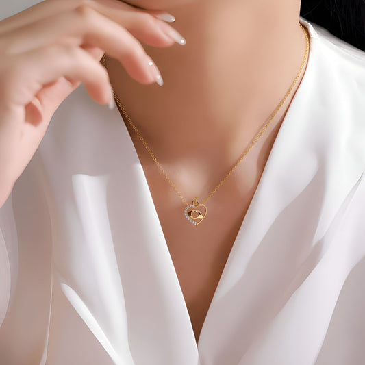 22CT Gold Plated Silver 92.5 purity heart pendant for women by akshat sapphie P10510_Gold