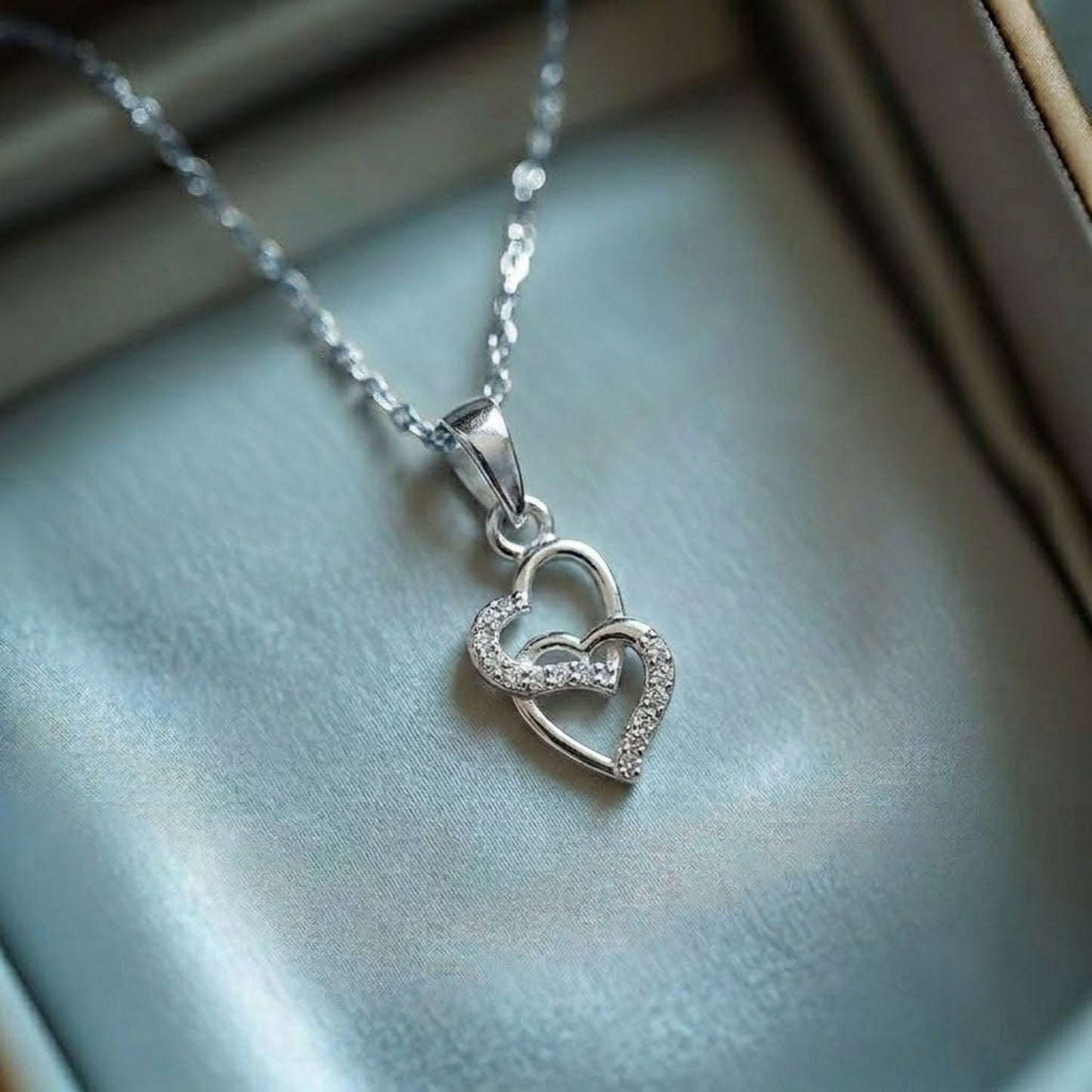 Akshat Sapphire 925 Sterling Silver Heart Pendant | Love Heart Silver Locket for Women(P10505)