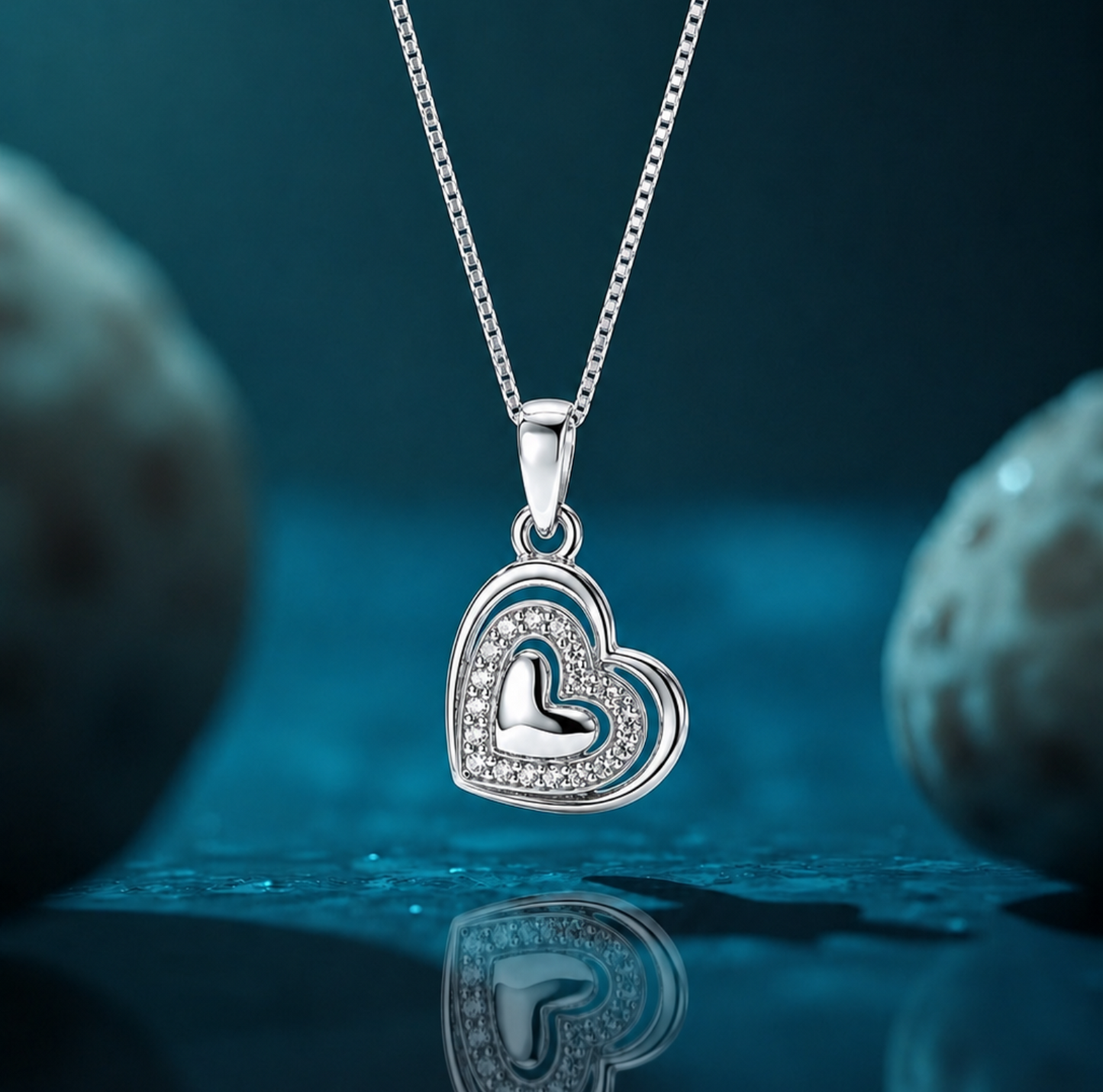 Akshat Sapphire 925 Sterling Silver Romantic Heart Pendant |Silver Pendant for Girls & Women(P10511)
