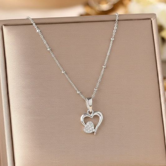 Sterling Silver Heart Pendant with 18 Inches Ball Chain for Women by Akshat Sapphire 92.5 Silver PSBL0514_new