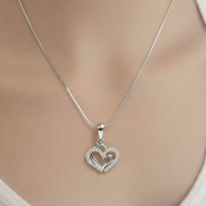 Sterling Silver Heart Pendant with 18 Inches Snake Chain for Women by Akshat Sapphire 92.5 Silver PSS0506