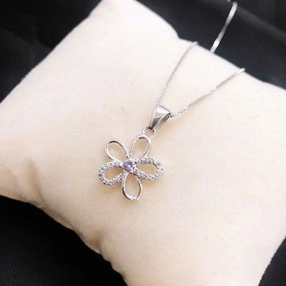 Akshat Sapphire 925 Sterling Silver Floral Pendant | Flower Silver Locket for Girls & Women | Lightweight Daily Wear(P10520)