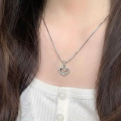 Sterling Silver Heart Pendant with 18 Inches box Chain for Women by Akshat Sapphire 92.5 Silver PSB0506_new