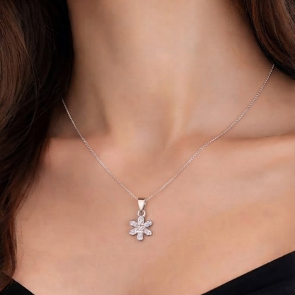 Akshat Sapphire 925 Sterling Silver Daisy Flower Pendant | Silver Locket for Women | Designer Jewelry(P10086)