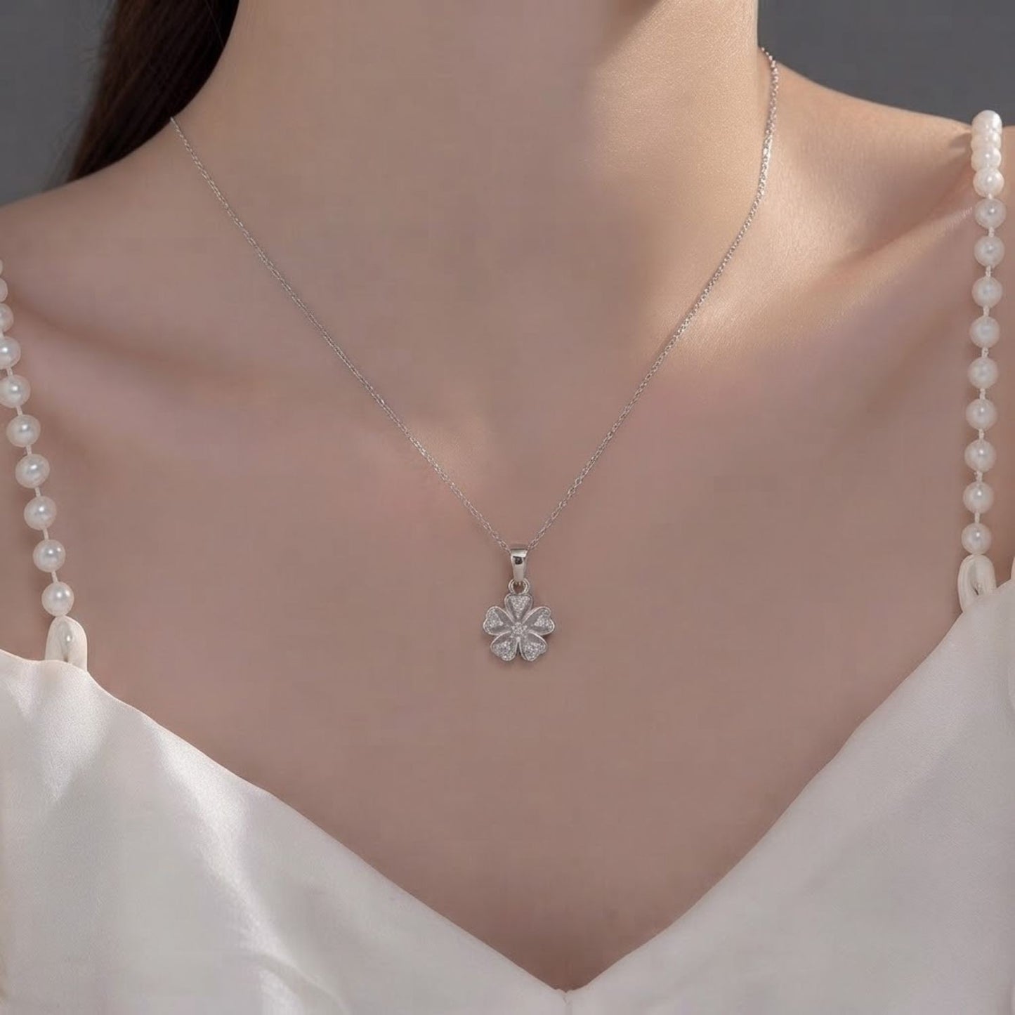Akshat Sapphire 925 Sterling Silver Flower Pendant | Floral Silver Locket for Women & Girls(P10522)