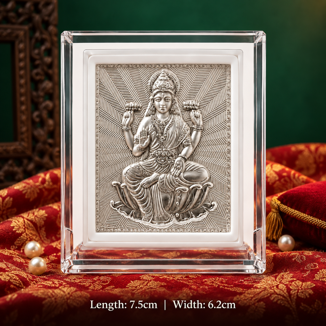 999 Pure Silver Goddes Laxmi Maa Frame with 999 Marking for Pooja, Home Temple, Diwali & Gifting