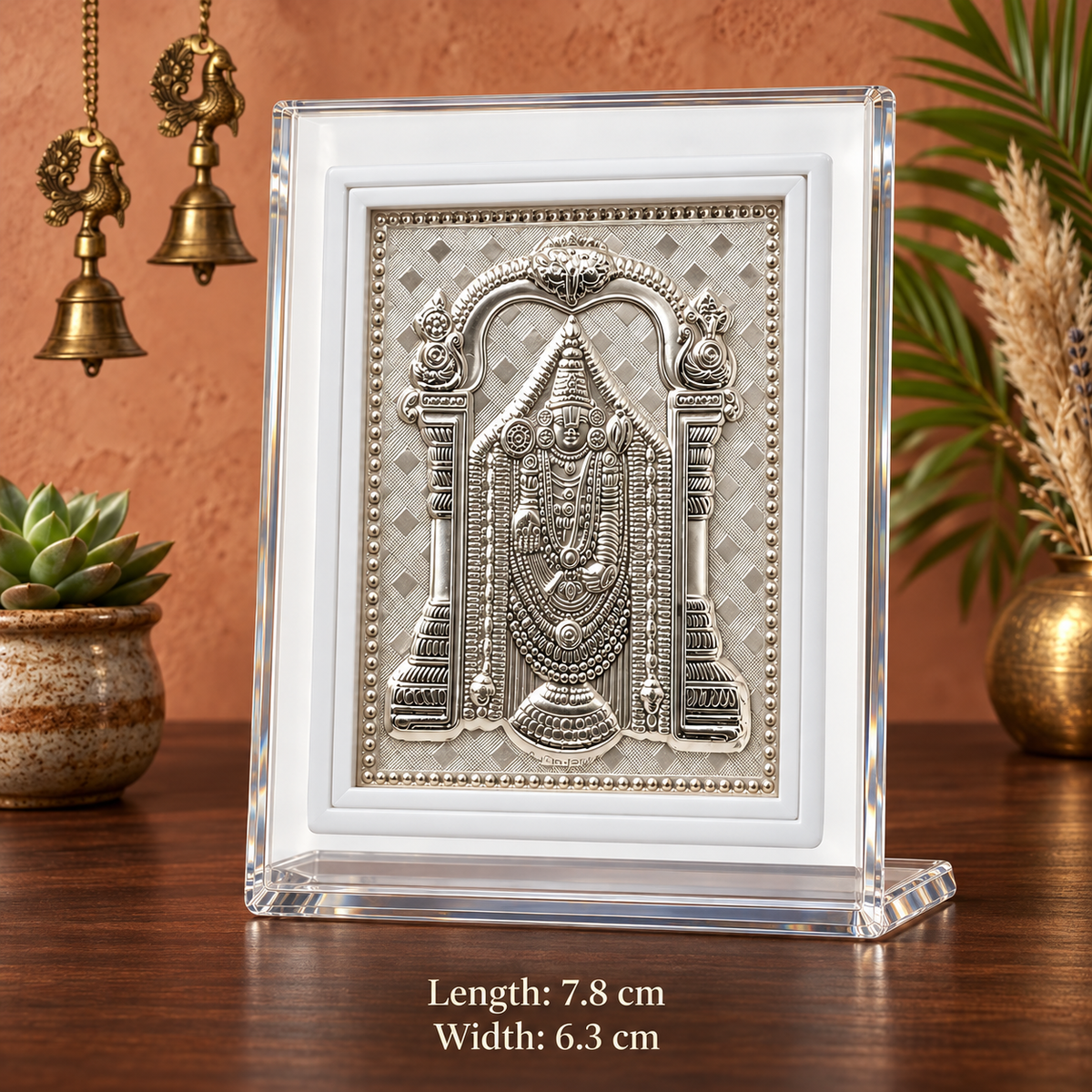 999 silver pure Tirupati Balaji Deity Frame | Religious Frame for Pooja, Home Temple & Office | Gift Ready