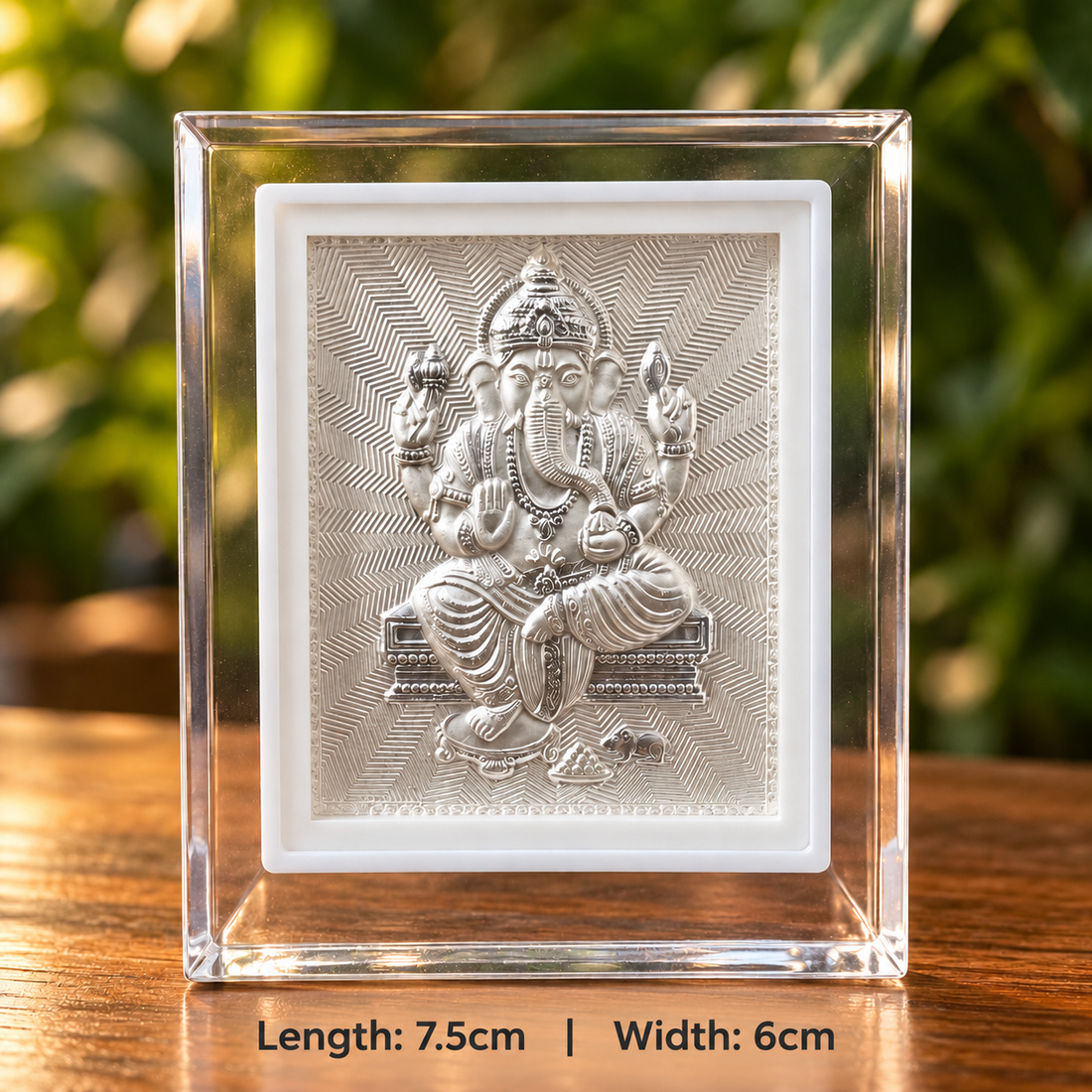 999 Pure Silver God Ganesh Frame with 999 Marking for Pooja, Home Temple, Diwali & Religious Gifting