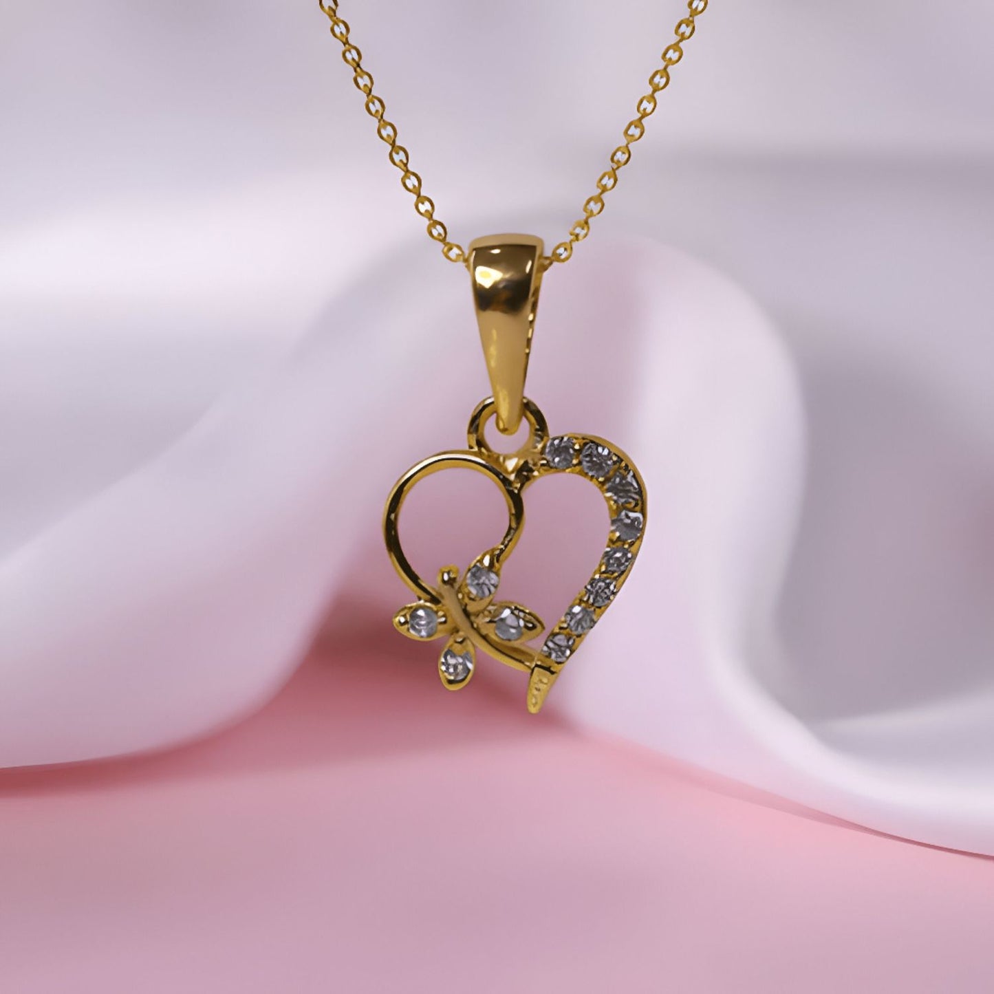 22CT Gold Plated Silver 92.5 purity heart pendant for women by akshat sapphie P10507_Gold