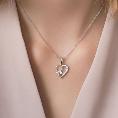 Sterling Silver Heart Pendant with 18 Inches Rope Chain for Women by Akshat Sapphire 92.5 Silver PSR0507