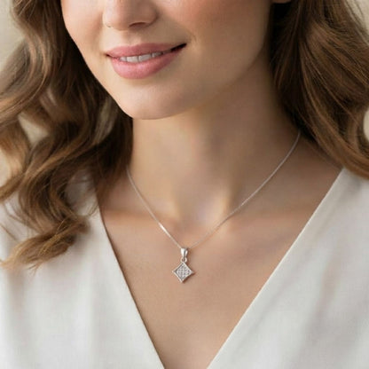 Akshat Sapphire 925 Sterling Silver Diamond Shape Pendant | Silver Locket for Women(P10102)