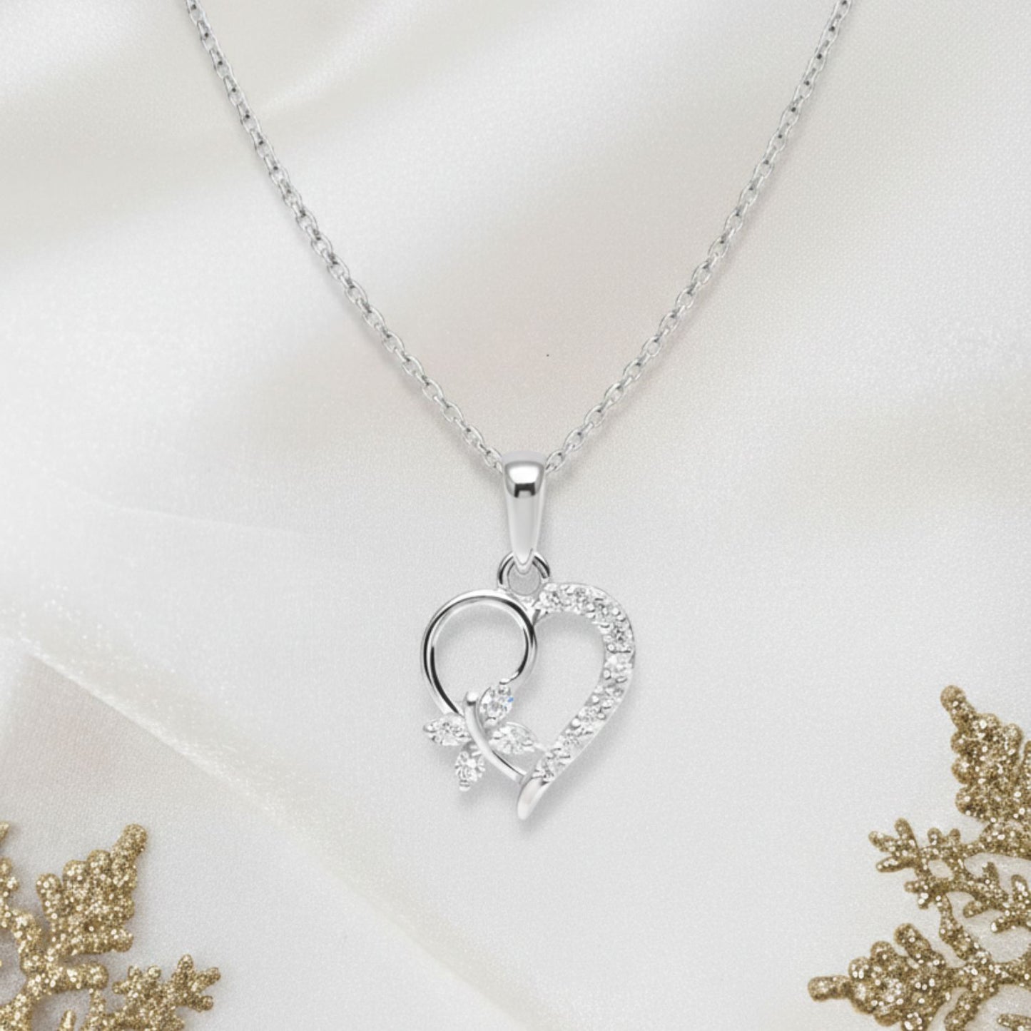 Sterling Silver Heart Pendant with 18 Inches Anchor Chain for Women by Akshat Sapphire 92.5 Silver PSA0507