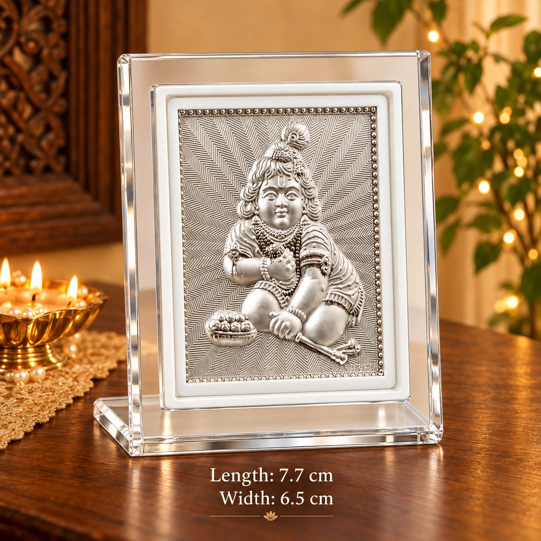 999 Pure Silver Bal Krishna Laddu Gopal Frame