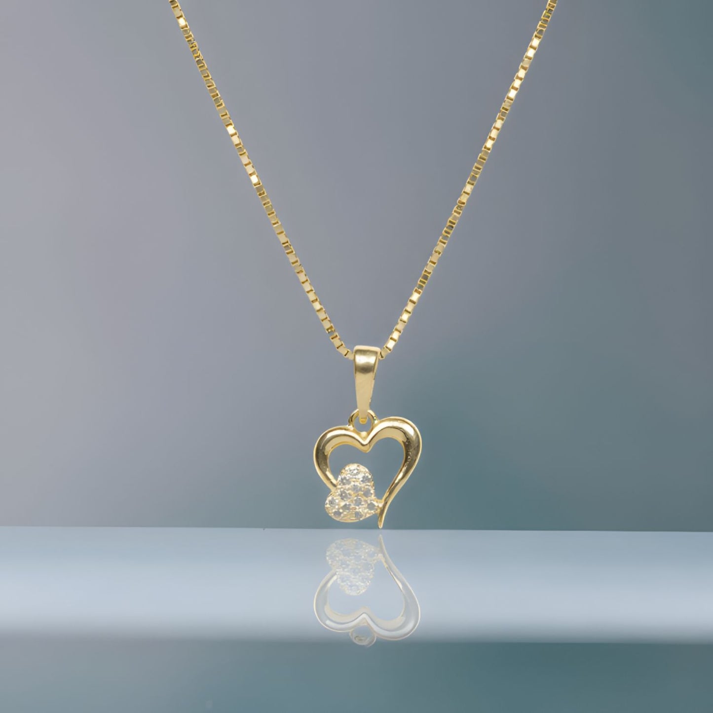 22CT Gold Plated Silver 92.5 purity heart pendant for women by akshat sapphie P10514_Gold