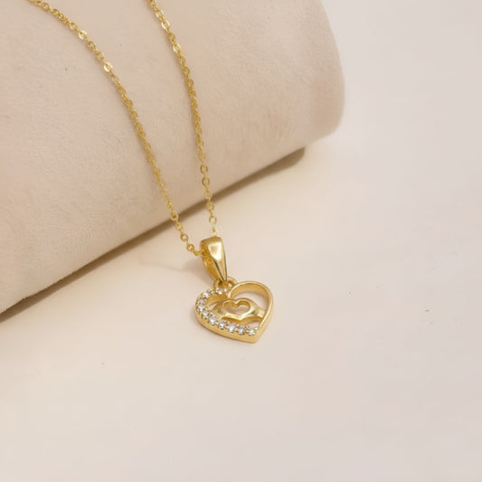 22CT Gold Plated Silver 92.5 purity heart pendant for women by akshat sapphie P10510_Gold