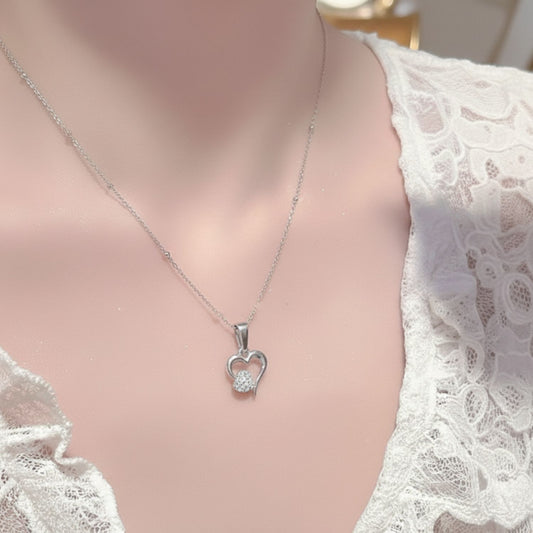 Sterling Silver Heart Pendant with 18 Inches Ball Chain for Women by Akshat Sapphire 92.5 Silver PSBL0514_new