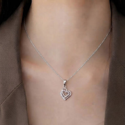 Akshat Sapphire 925 Sterling Silver Double Heart Pendant | Love Heart Silver Locket for Women(P10512)