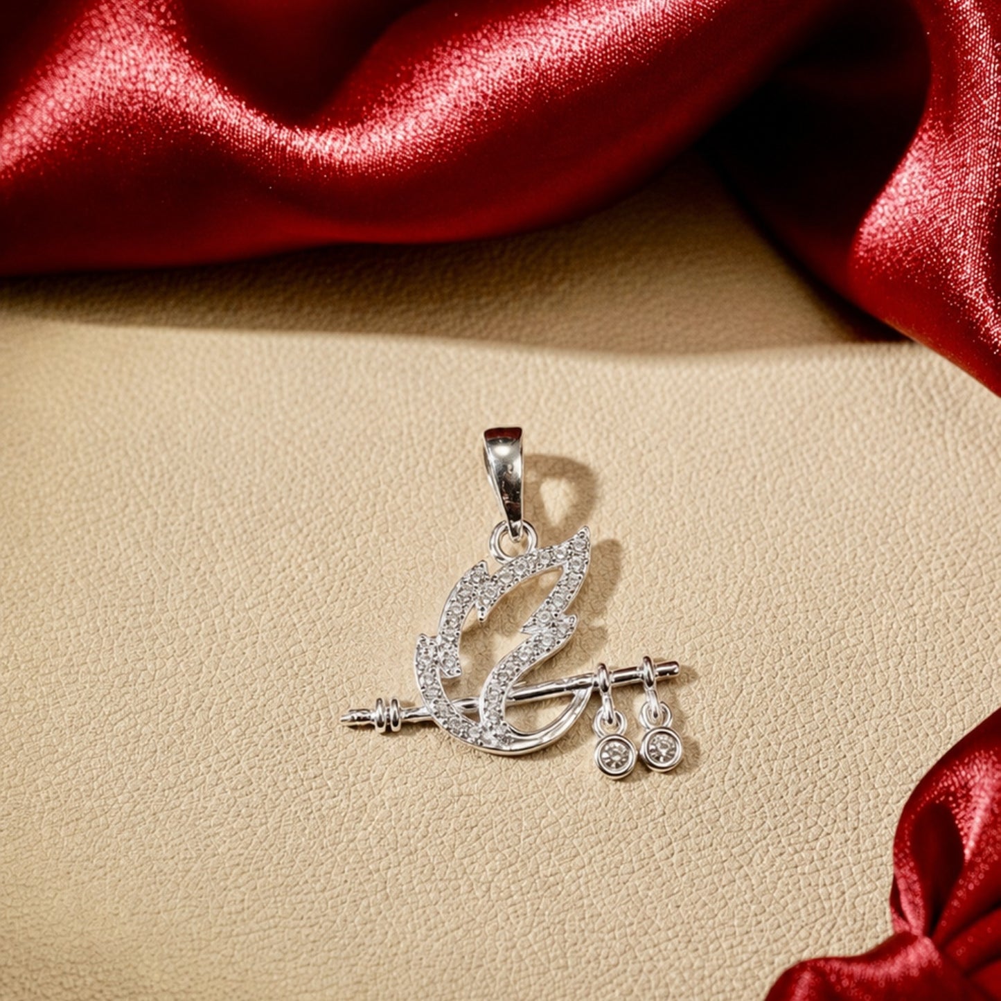 Akshat Sapphire Sterling Silver Krishna Bansuri Pendant | Lord Krishna Silver Pendant for Girls & Women 92.5 Sterling Silver(P10524)