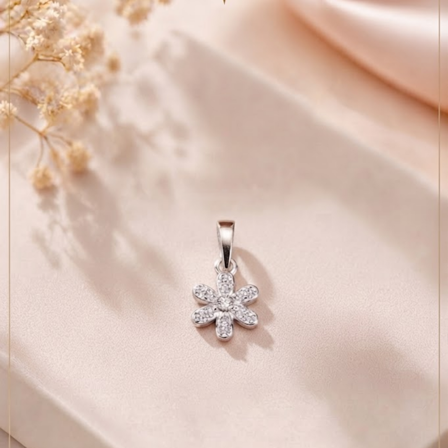 Akshat Sapphire 925 Sterling Silver Daisy Flower Pendant | Silver Locket for Women | Designer Jewelry(P10086)