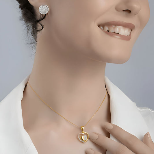 22CT Gold Plated Silver 92.5 purity heart pendant for women by akshat sapphie P10509_Gold