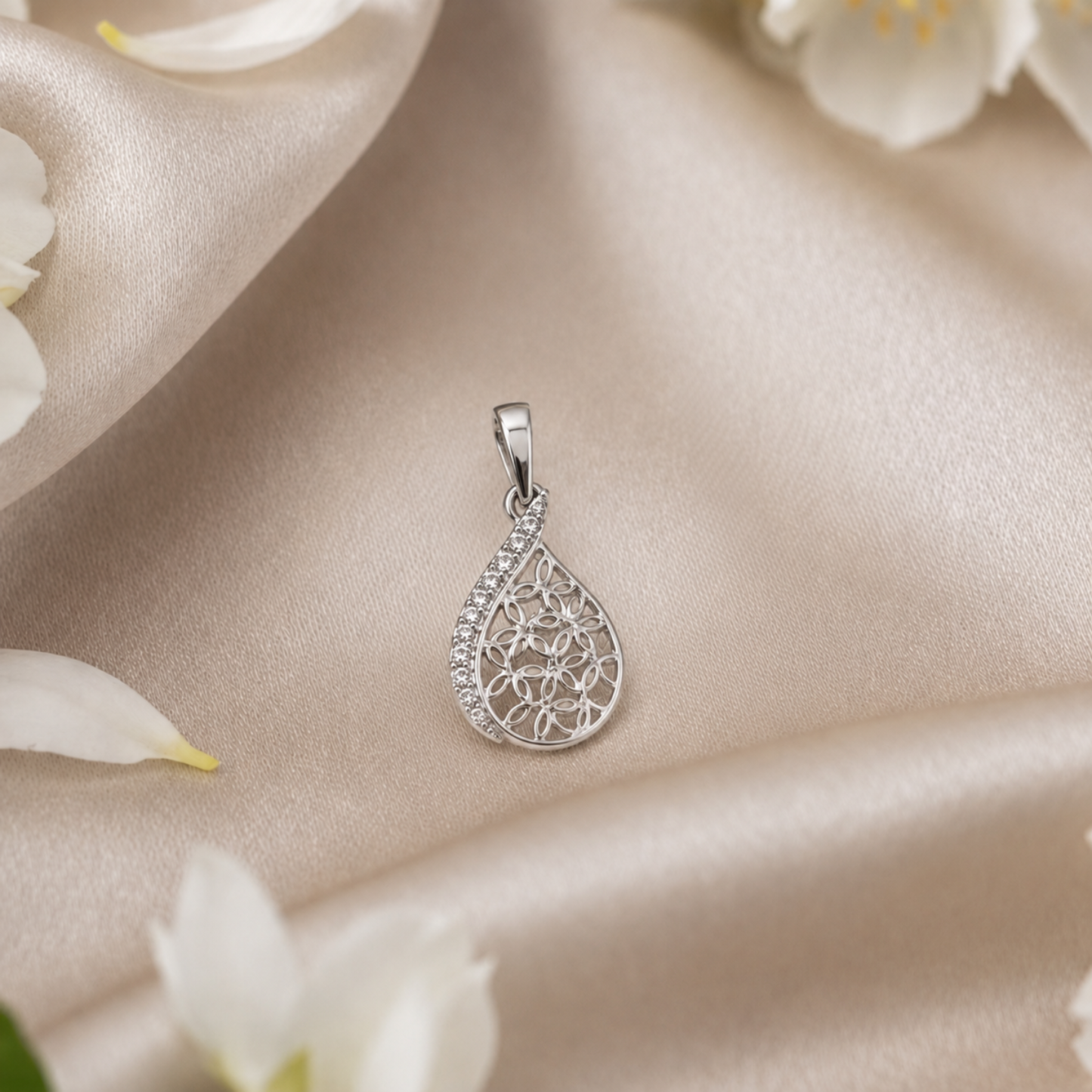 Akshat Sapphire 925 Sterling Silver Designer Pendant |Silver Pendant for Girls & Women(P10525)