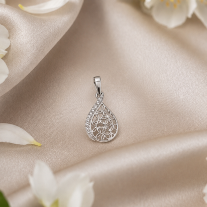 Akshat Sapphire 925 Sterling Silver Designer Pendant |Silver Pendant for Girls & Women(P10525)