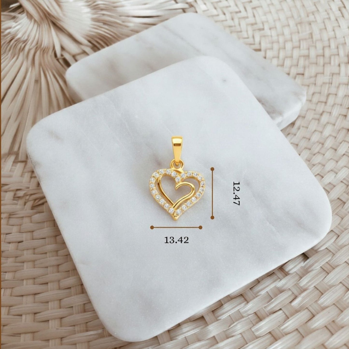 22CT Gold Plated Silver 92.5 purity heart pendant for women by akshat sapphie P10506_Gold