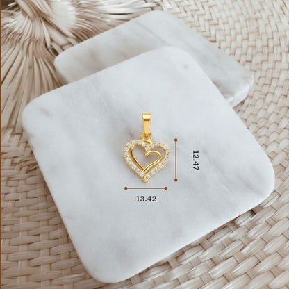 22CT Gold Plated Silver 92.5 purity heart pendant for women by akshat sapphie P10506_Gold