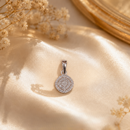 Akshat Sapphire 925 Sterling Silver Designer Pendant | Cubic Zirconia Round Silver Locket for Girls & Women(P10521)