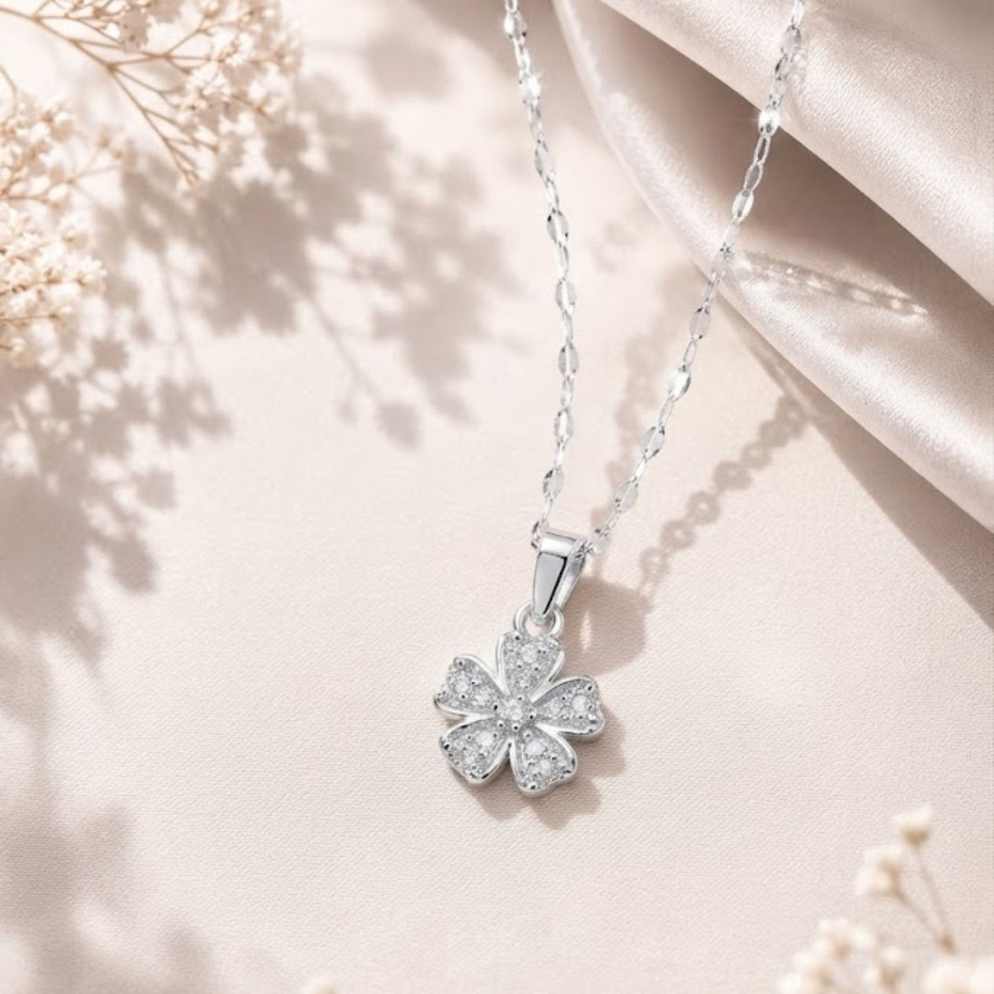 Akshat Sapphire 925 Sterling Silver Flower Pendant | Floral Silver Locket for Women & Girls(P10522)