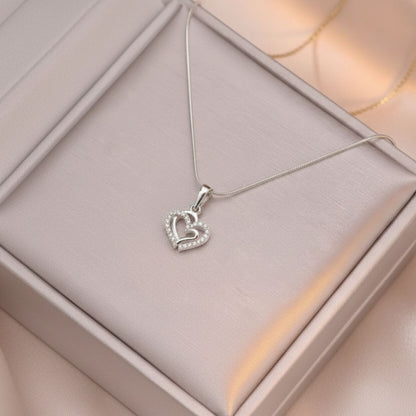 Sterling Silver Heart Pendant with 18 Inches Snake Chain for Women by Akshat Sapphire 92.5 Silver PSS0506
