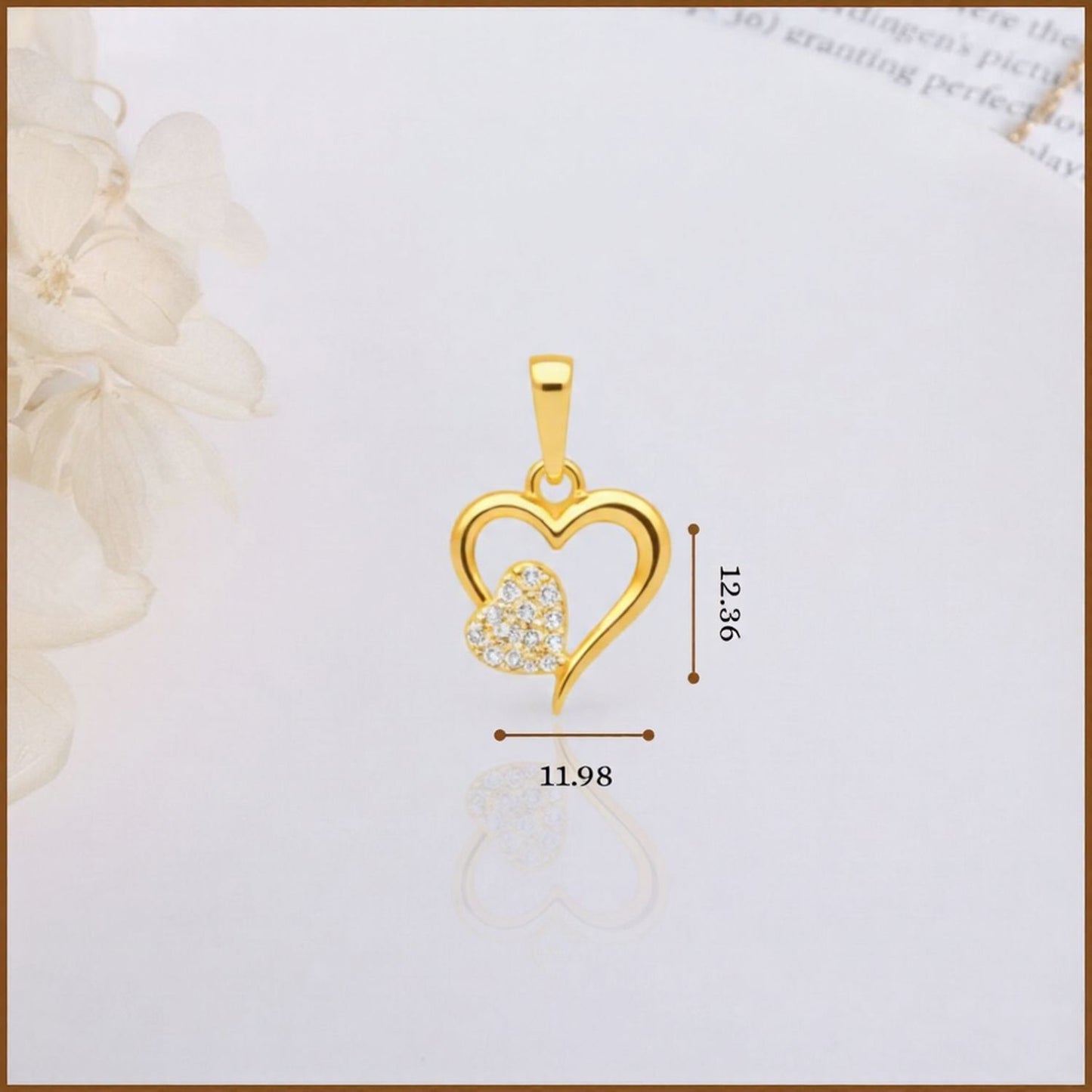 22CT Gold Plated Silver 92.5 purity heart pendant for women by akshat sapphie P10514_Gold