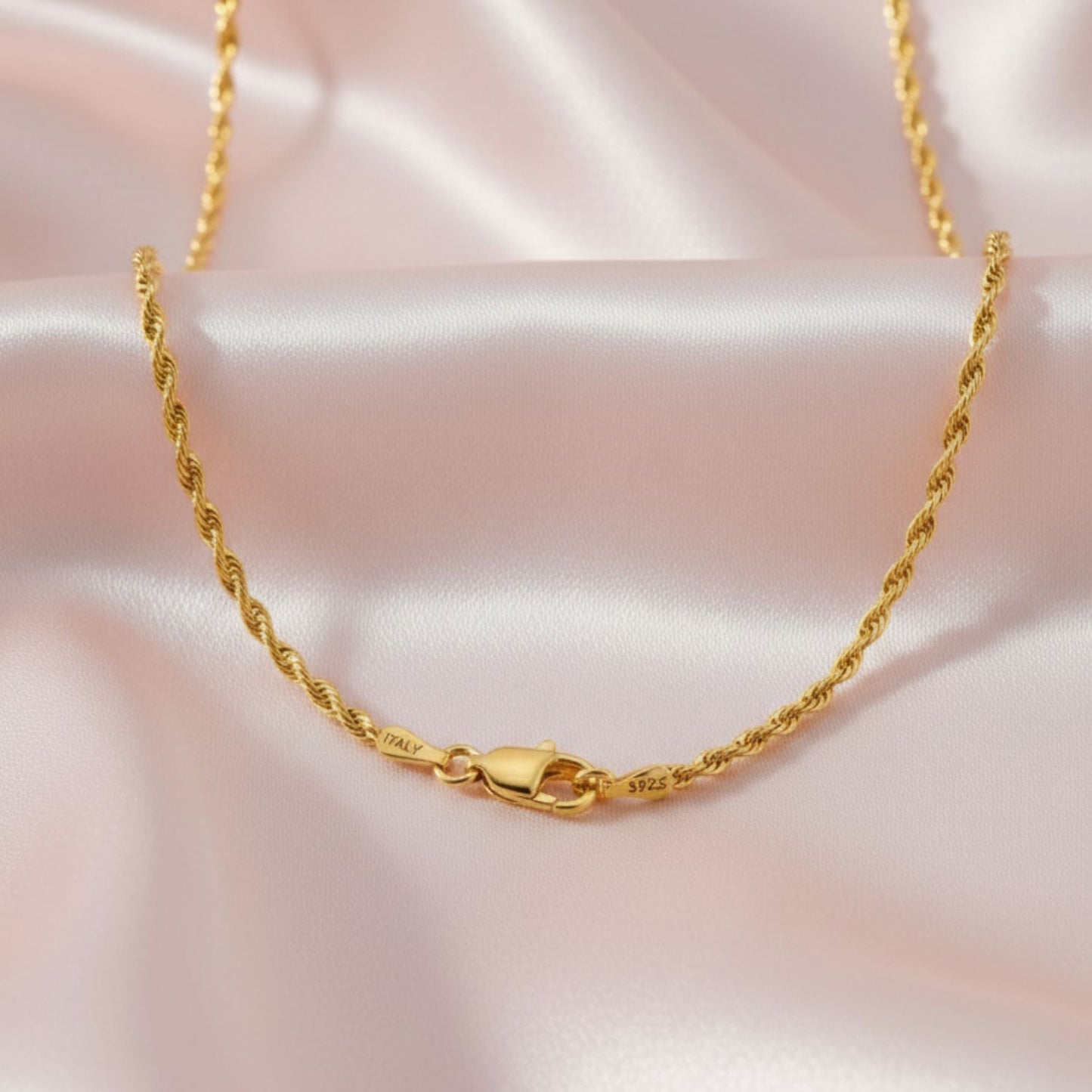 22CT Gold Plated Silver 92.5 Purity Heart Pendant with Rope Chain 18 Inches for Women by Akshat Sapphire PSR0507_Gold