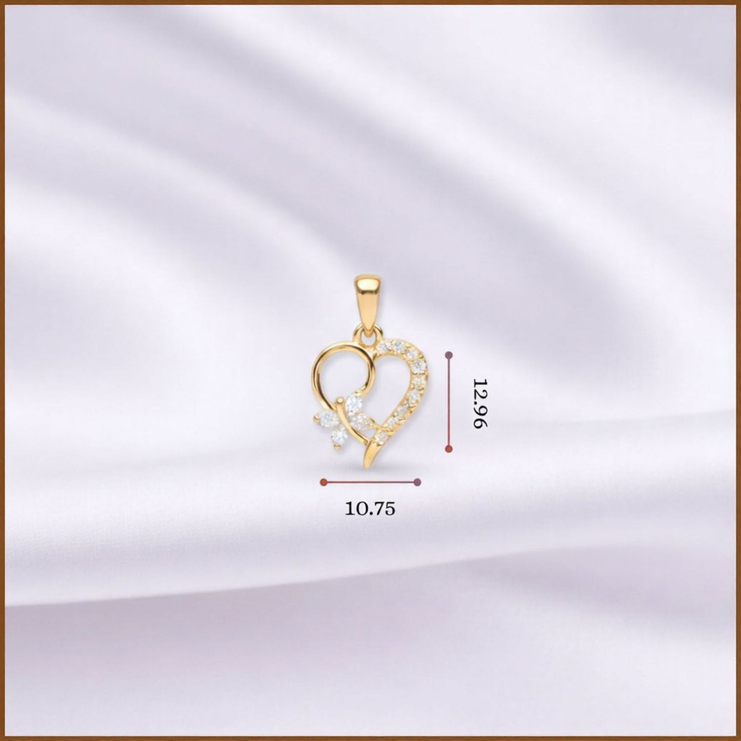 22CT Gold Plated Silver 92.5 purity heart pendant for women by akshat sapphie P10507_Gold