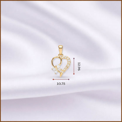 22CT Gold Plated Silver 92.5 purity heart pendant for women by akshat sapphie P10507_Gold