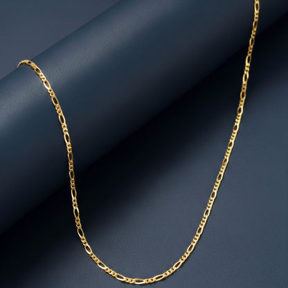 22CT Gold Plated Silver 92.5 Purity Heart Pendant with Figaro Chain 18 Inches for Women by Akshat Sapphire PSF0507_Gold