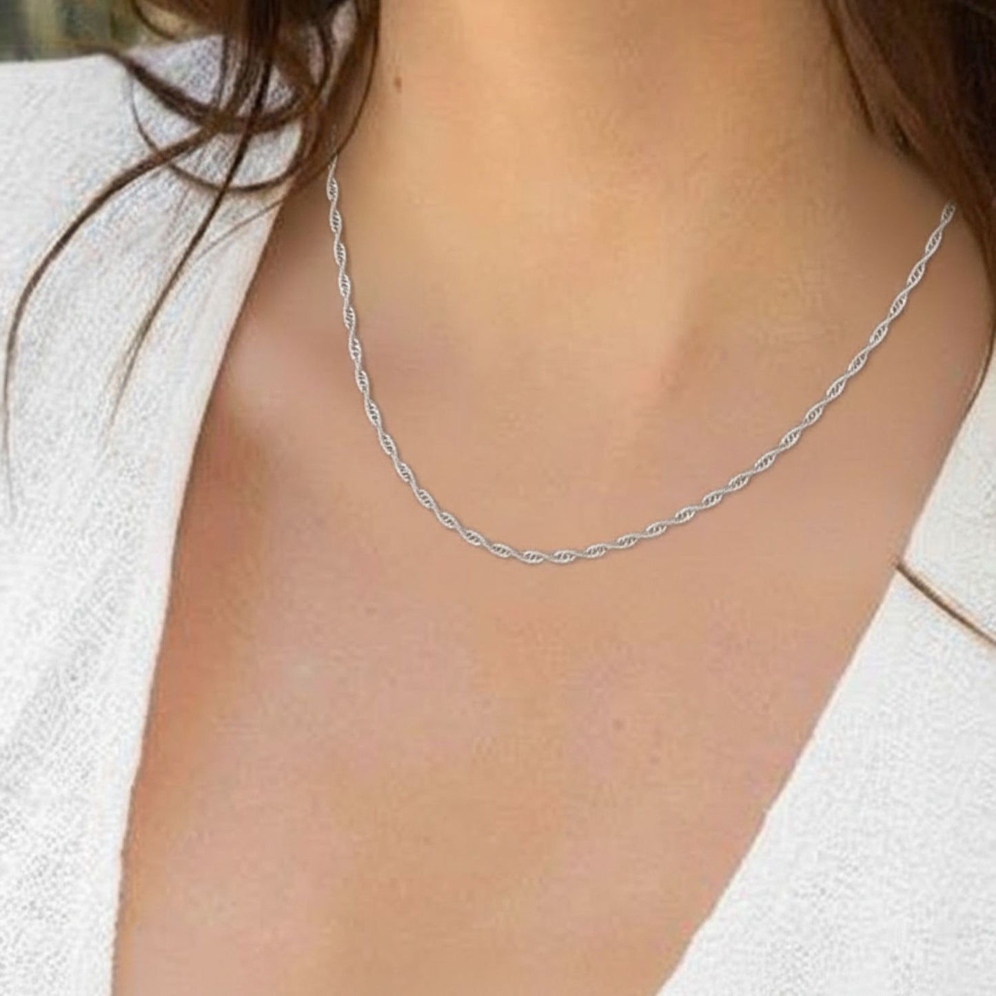 Sterling Silver Heart Pendant with 18 Inches Rope Chain for Women by Akshat Sapphire 92.5 Silver PSR0510