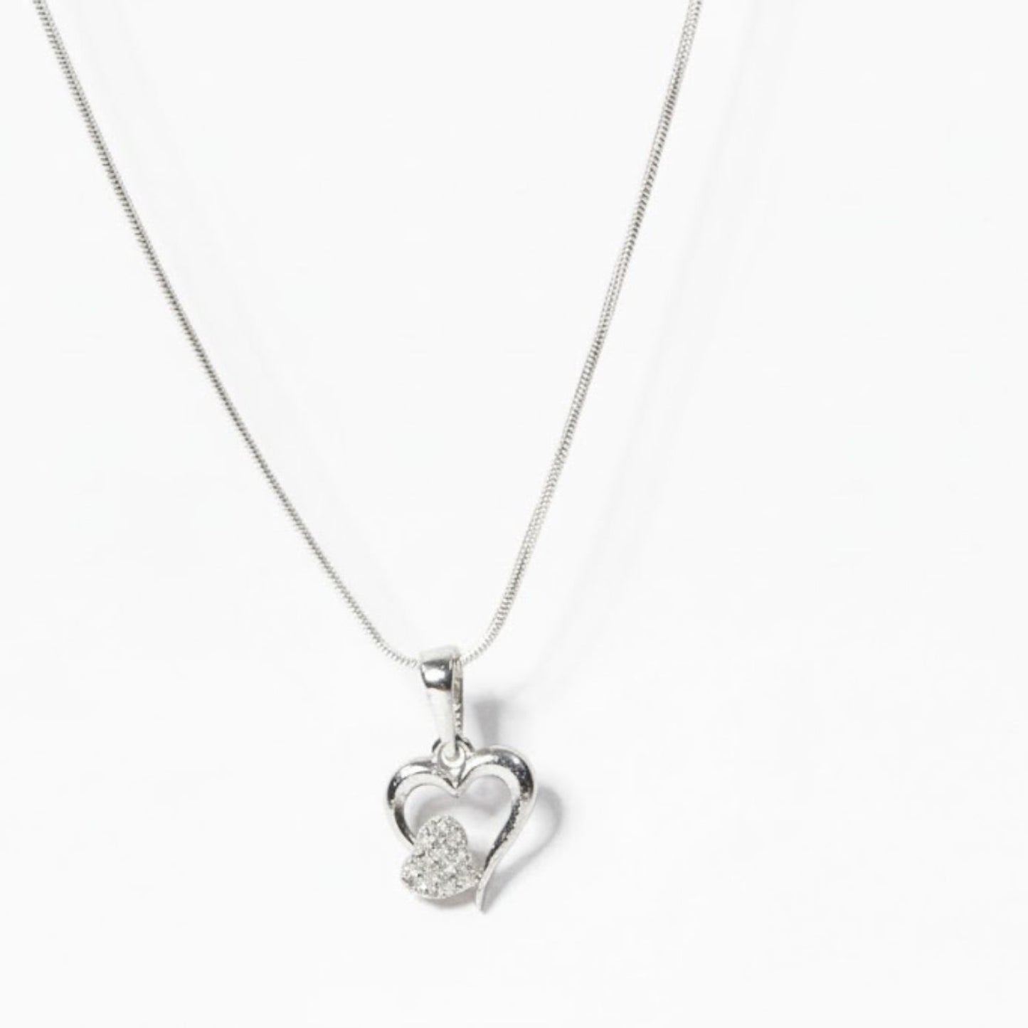 Sterling Silver Heart Pendant with 18 Inches Snake Chain for Women by Akshat Sapphire 92.5 Silver PSS0514