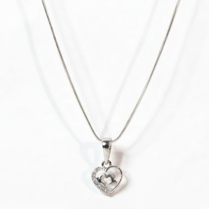 Sterling SilverHeart Pendant with 18 Inches Snake Chain for Women by Akshat Sapphire 92.5 Silver PSS0510
