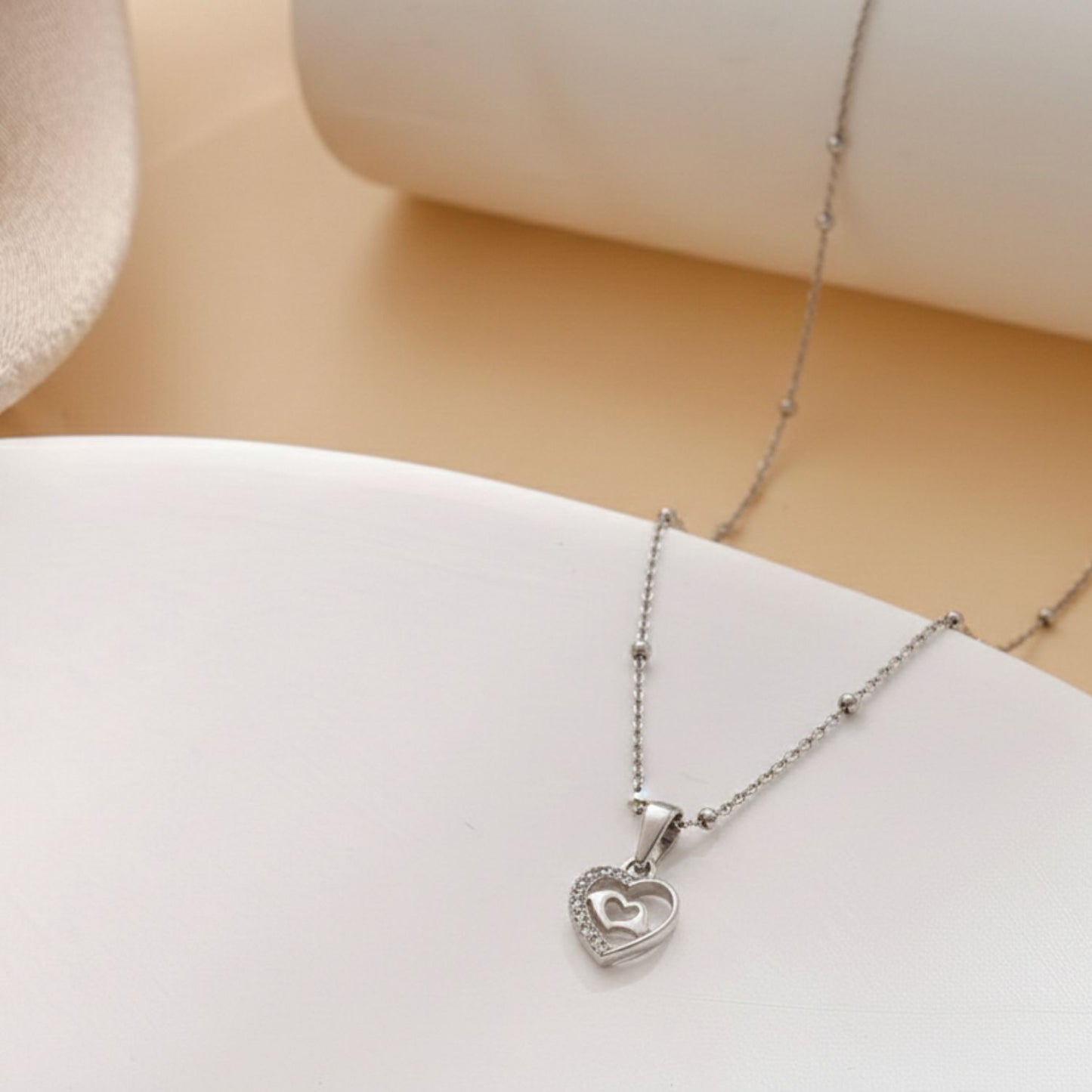 Sterling Silver Heart Pendant with 18 Inches Ball Chain for Women by Akshat Sapphire 92.5 Silver PSBL0510