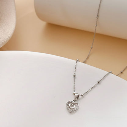 Sterling Silver Heart Pendant with 18 Inches Ball Chain for Women by Akshat Sapphire 92.5 Silver PSBL0510