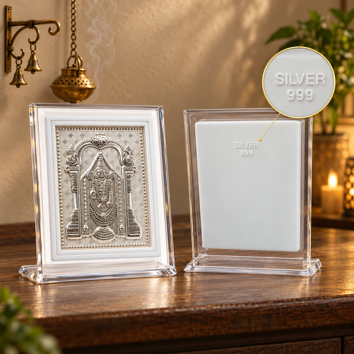 999 silver pure Tirupati Balaji Deity Frame | Religious Frame for Pooja, Home Temple & Office | Gift Ready