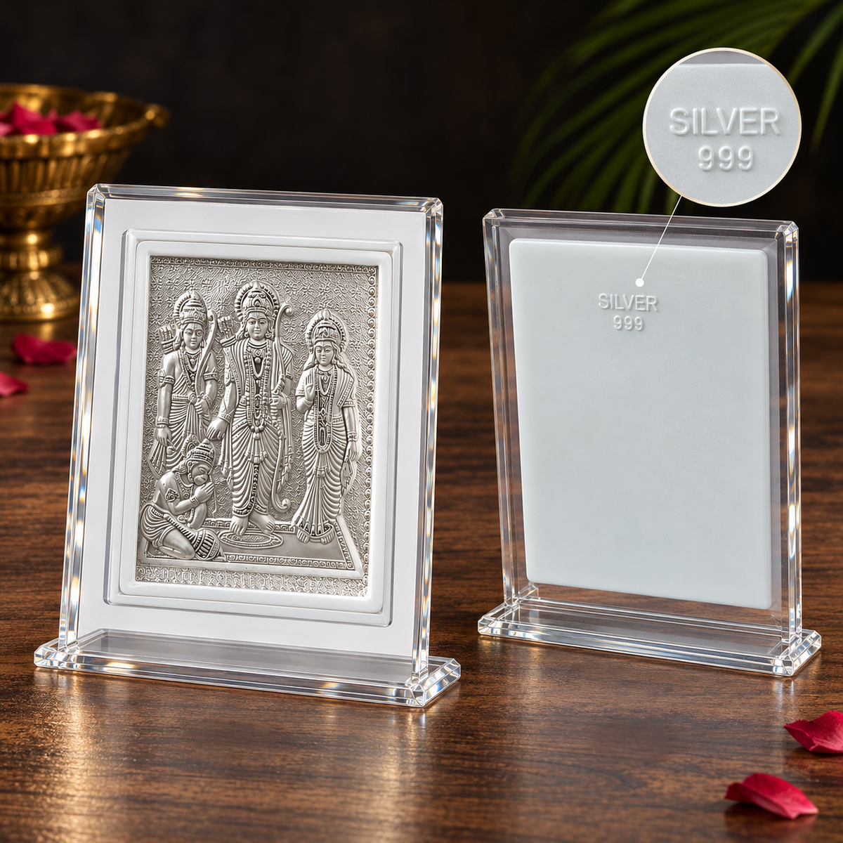 999 Silver Ram Darbar Frame for Pooja, Home Decor & Gifting