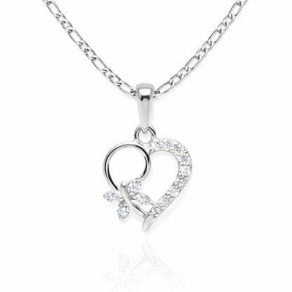 Sterling Silver Heart Pendant with 18 Inches Figaro Chain for Women by Akshat Sapphire 92.5 Silver PSF0507
