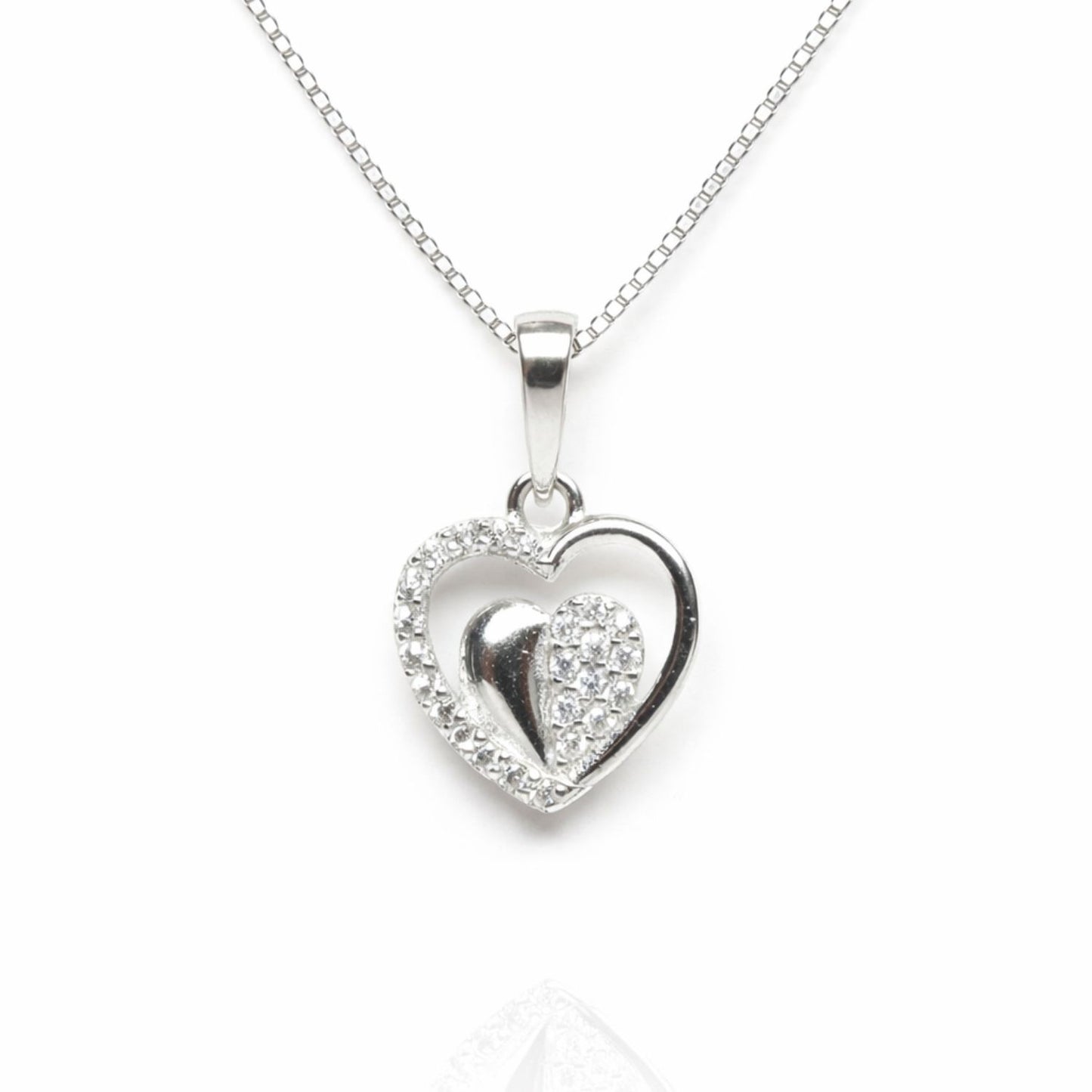 Sterling Silver Heart Pendant with 18 Inches box Chain for Women by Akshat Sapphire 92.5 Silver PSB0509
