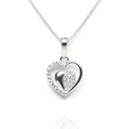 Sterling Silver Heart Pendant with 18 Inches box Chain for Women by Akshat Sapphire 92.5 Silver PSB0509