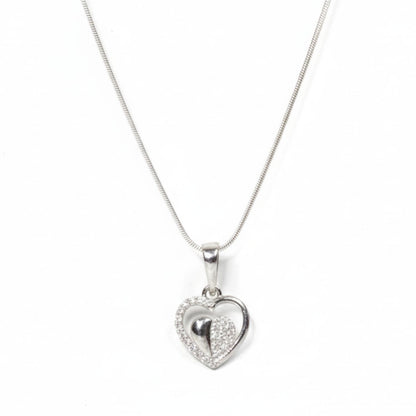 Sterling Silver Heart Pendant with 18 Inches Snake Chain for Women by Akshat Sapphire 92.5 Silver PSS0509